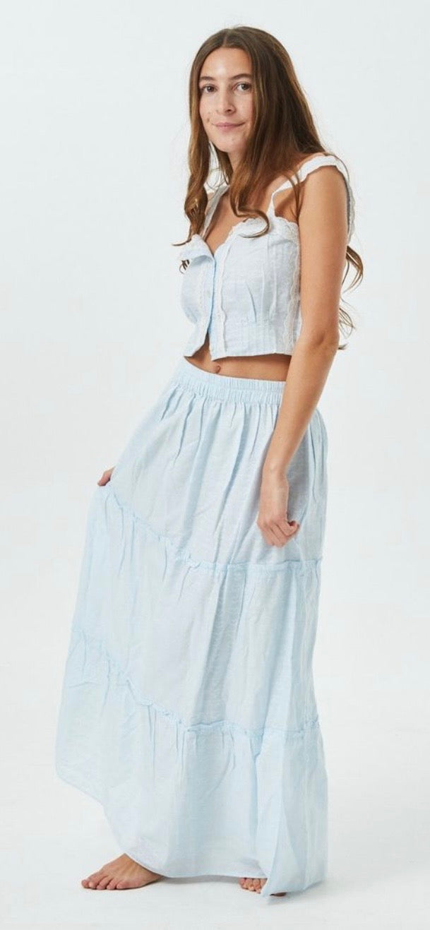 Theme NYC - Tween Bella Pastel Blue Heart Maxi Skirt