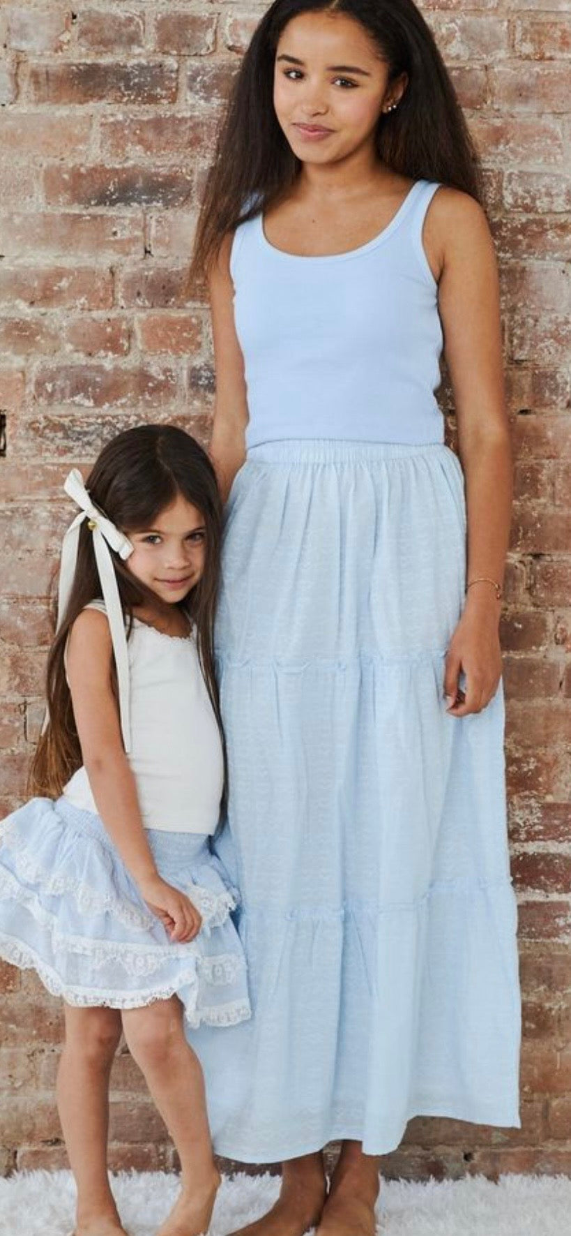 Theme NYC - Tween Bella Pastel Blue Heart Maxi Skirt