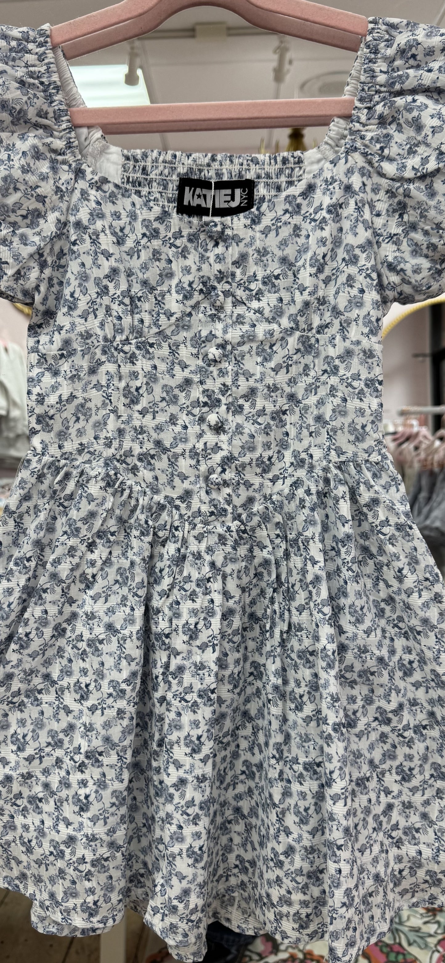 KatieJ NYC - Greta Dress Blue Mini Toile