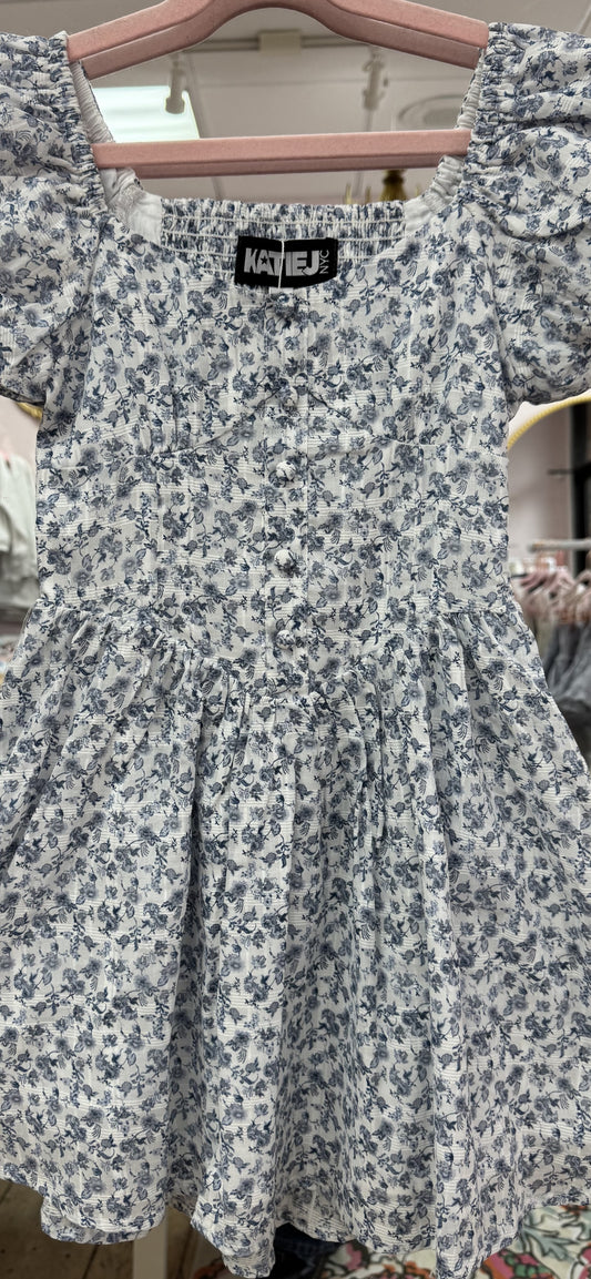 KatieJ NYC - Greta Dress Blue Mini Toile