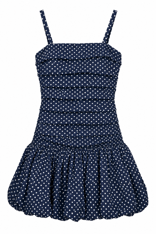 Tippy Polka Dot Dress in Evening Blue | KatieJ NYC