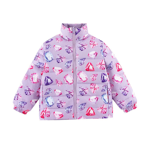 Reversible Puffer in Diamond Love/Purple Solid