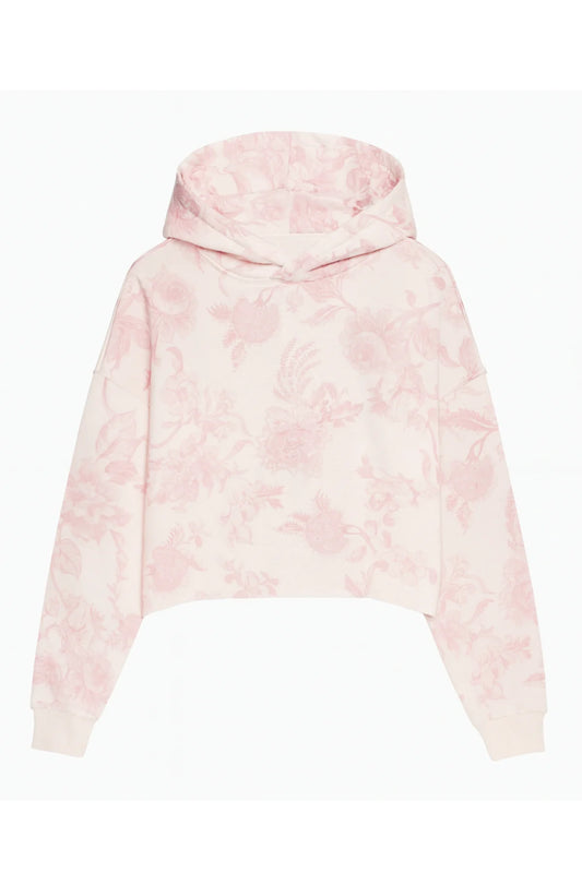 Cody Crop Hoodie in Pink Toile - KatieJ NYC