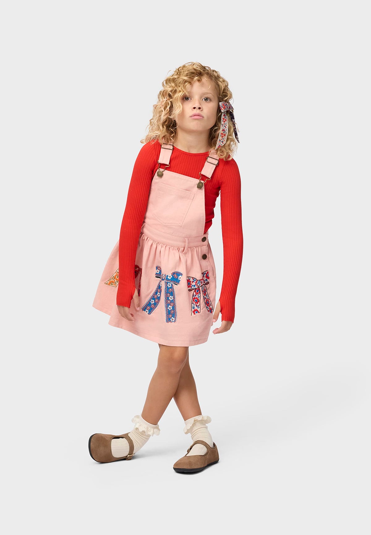 Caris Pink Bow Dungaree Dress | Molo