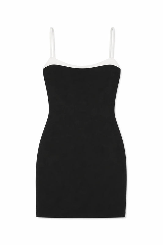 Char Black w/White Satin Trim Dress