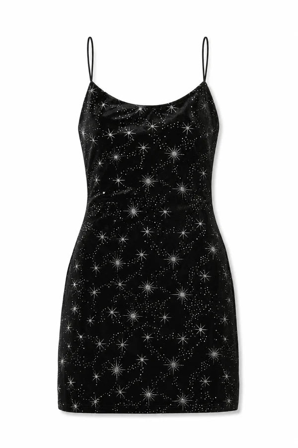 Romi Black Velour w/Silver Stars Dress