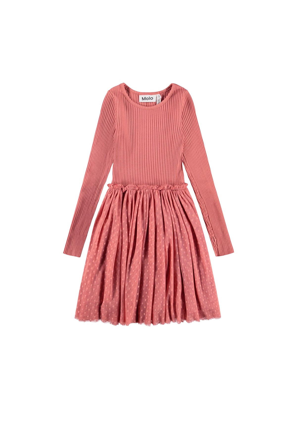 Cosette Pink Ribbed & Mesh Dress | Molo