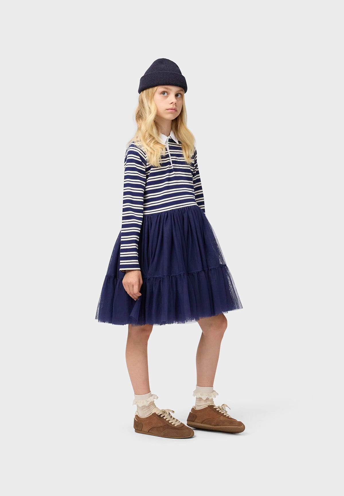 Cyanne Dark Blue & White Striped Dress | Molo
