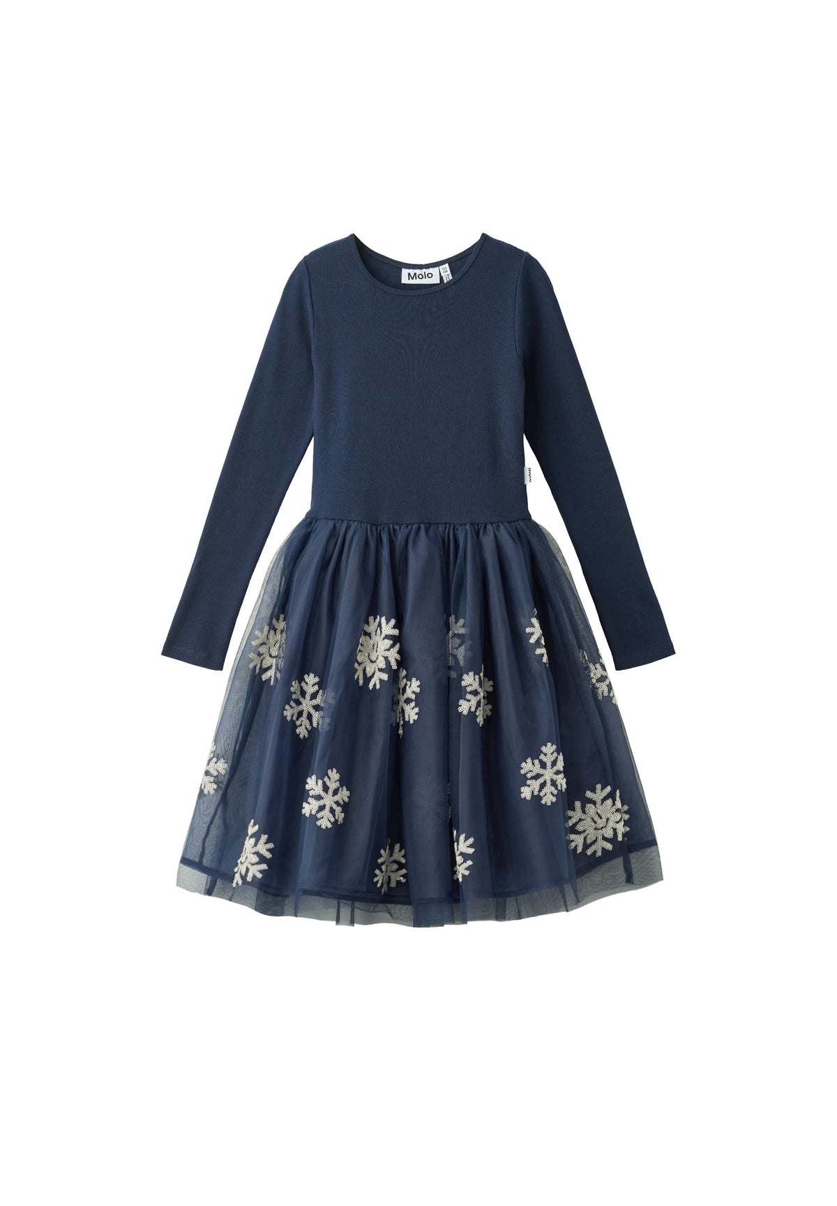 Cyrus Dark Blue Snowflake Tulle Dress | Molo
