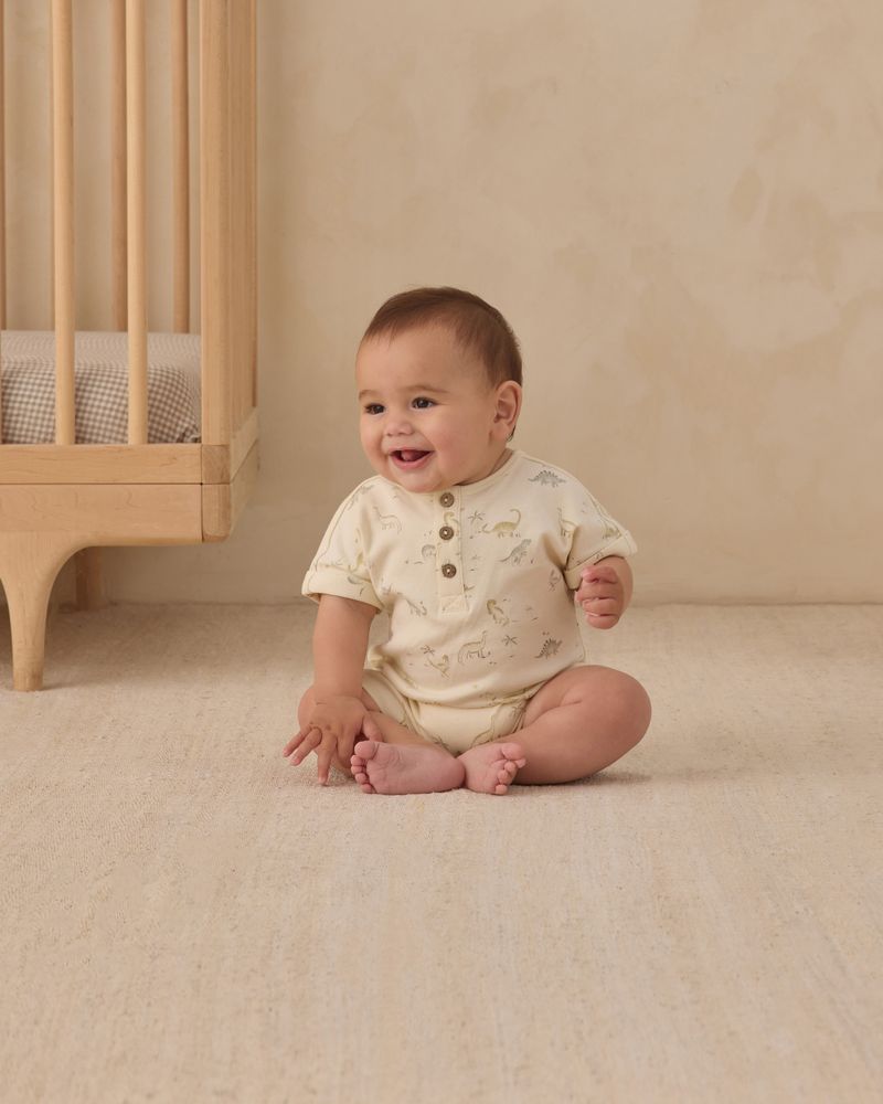 Quincy Mae - Short Sleeve One Piece Dinosaur Romper