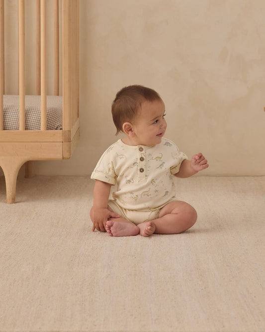 Quincy Mae - Short Sleeve One Piece Dinosaur Romper