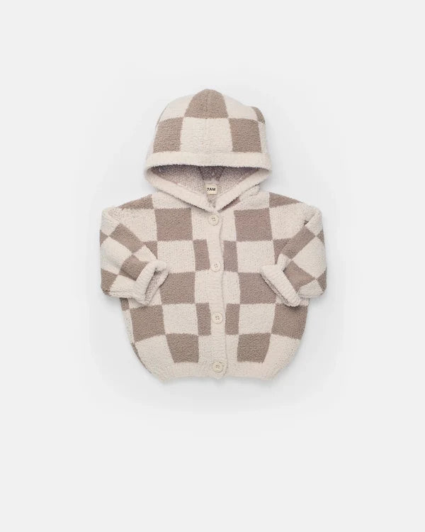 Checkers Fuzzy Baby & Toddler Hooded Cardigan | 7AM Enfant