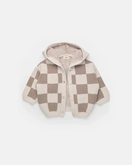 Checkers Fuzzy Baby & Toddler Hooded Cardigan | 7AM Enfant
