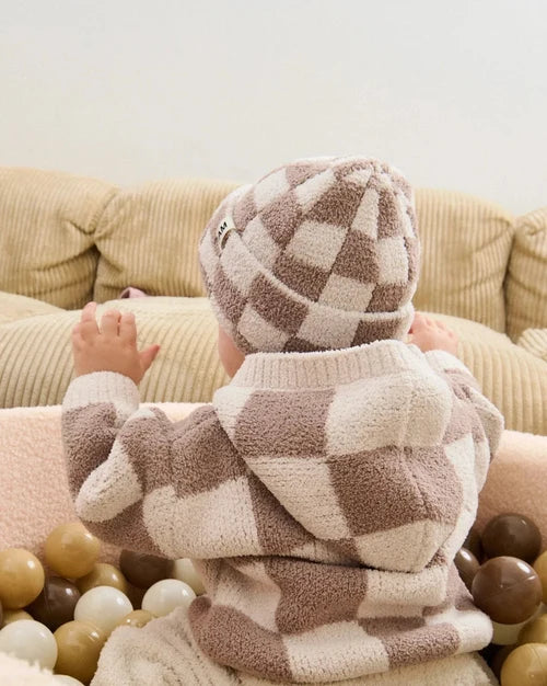 Checkers Fuzzy Baby & Toddler Hooded Cardigan | 7AM Enfant