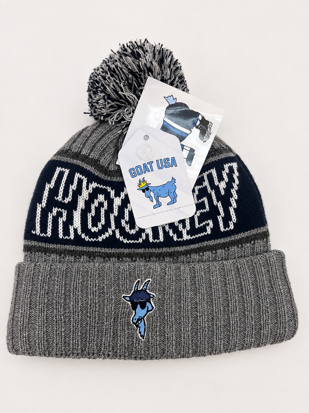GOAT USA Hockey Pom Beanie Winter Hat