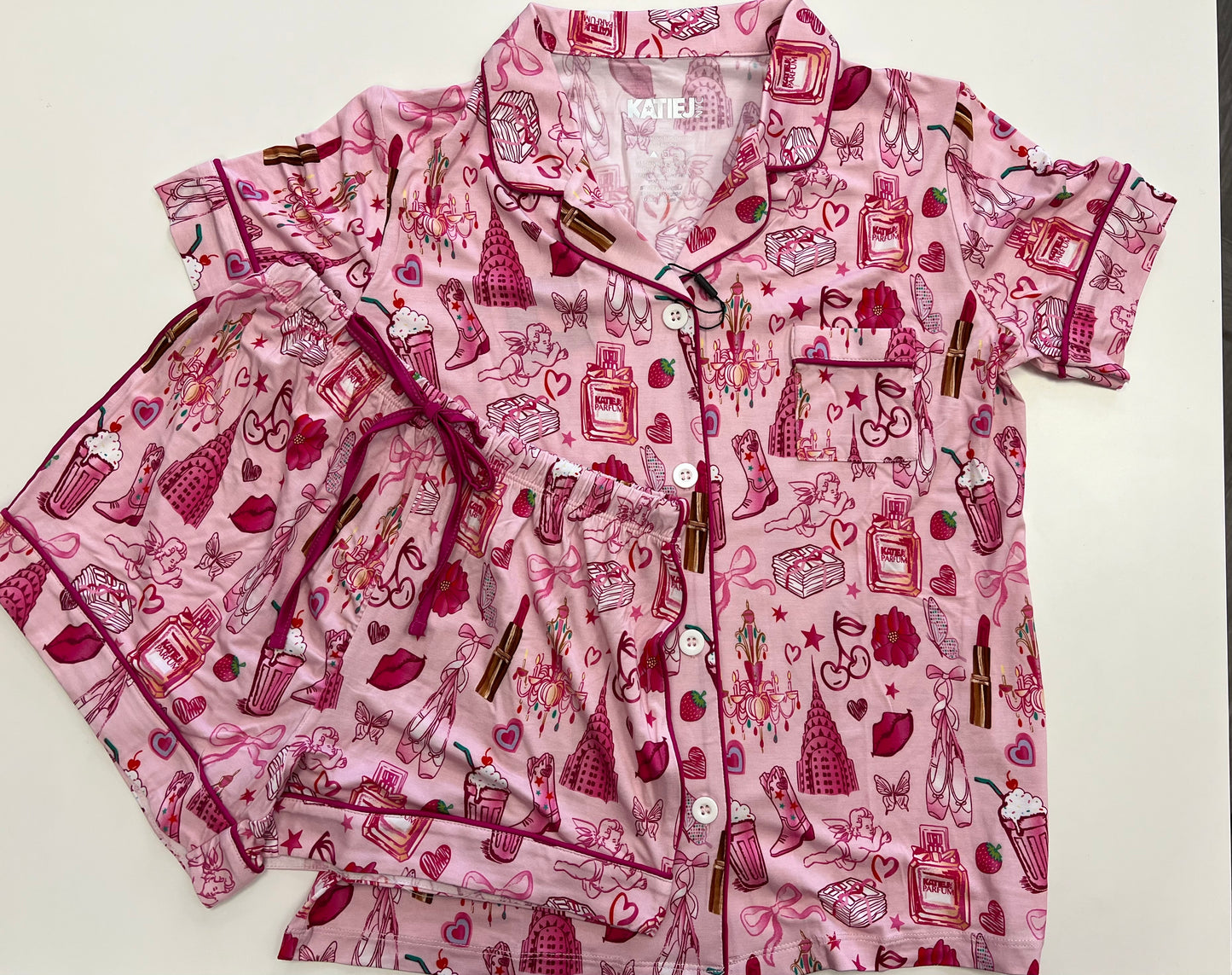 Junior Lynn Shorts Lounge Set Girly Things Print- KatieJNYC