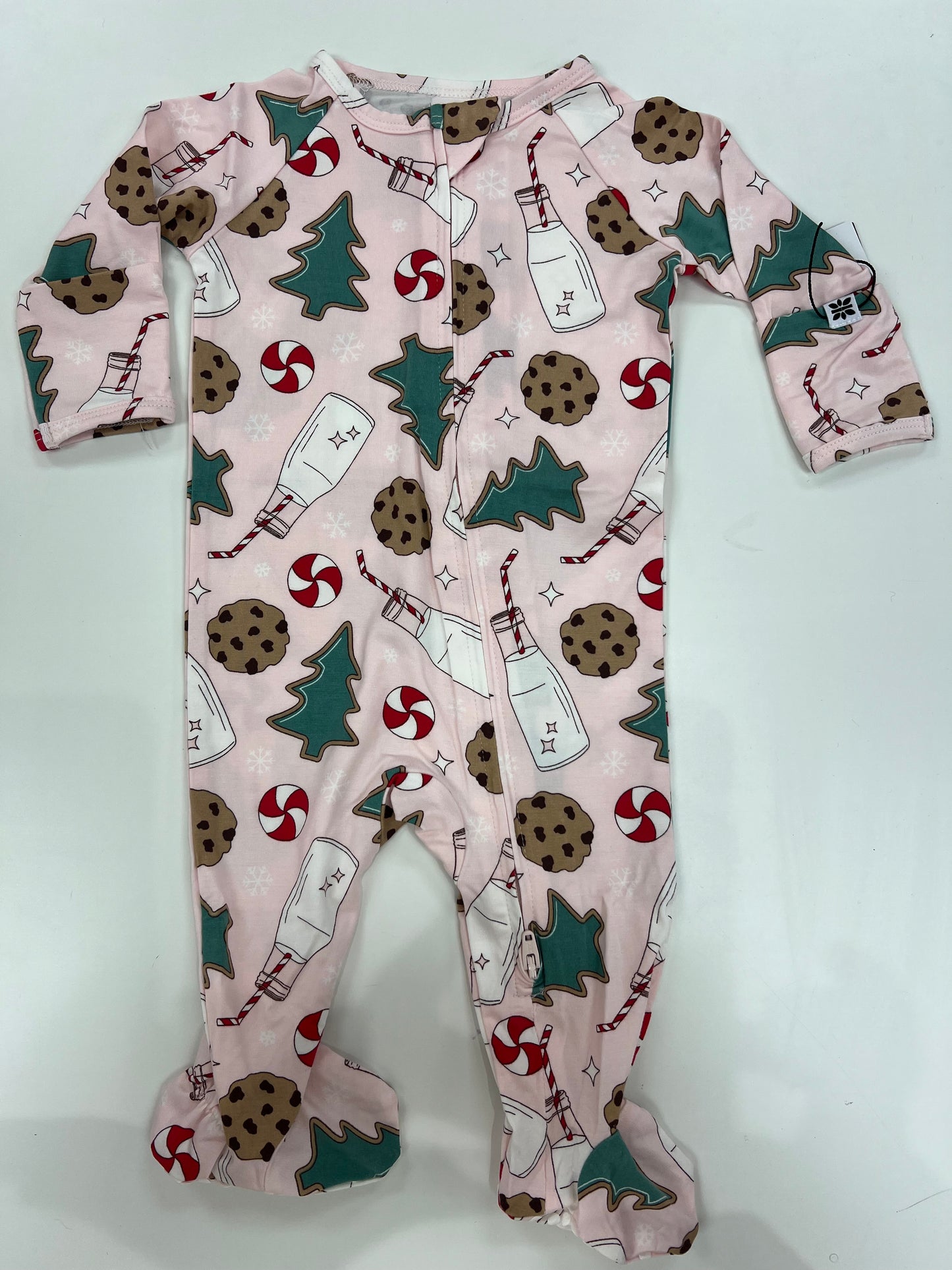Zipper Footie in Holiday Prints - Sweet Bamboo
