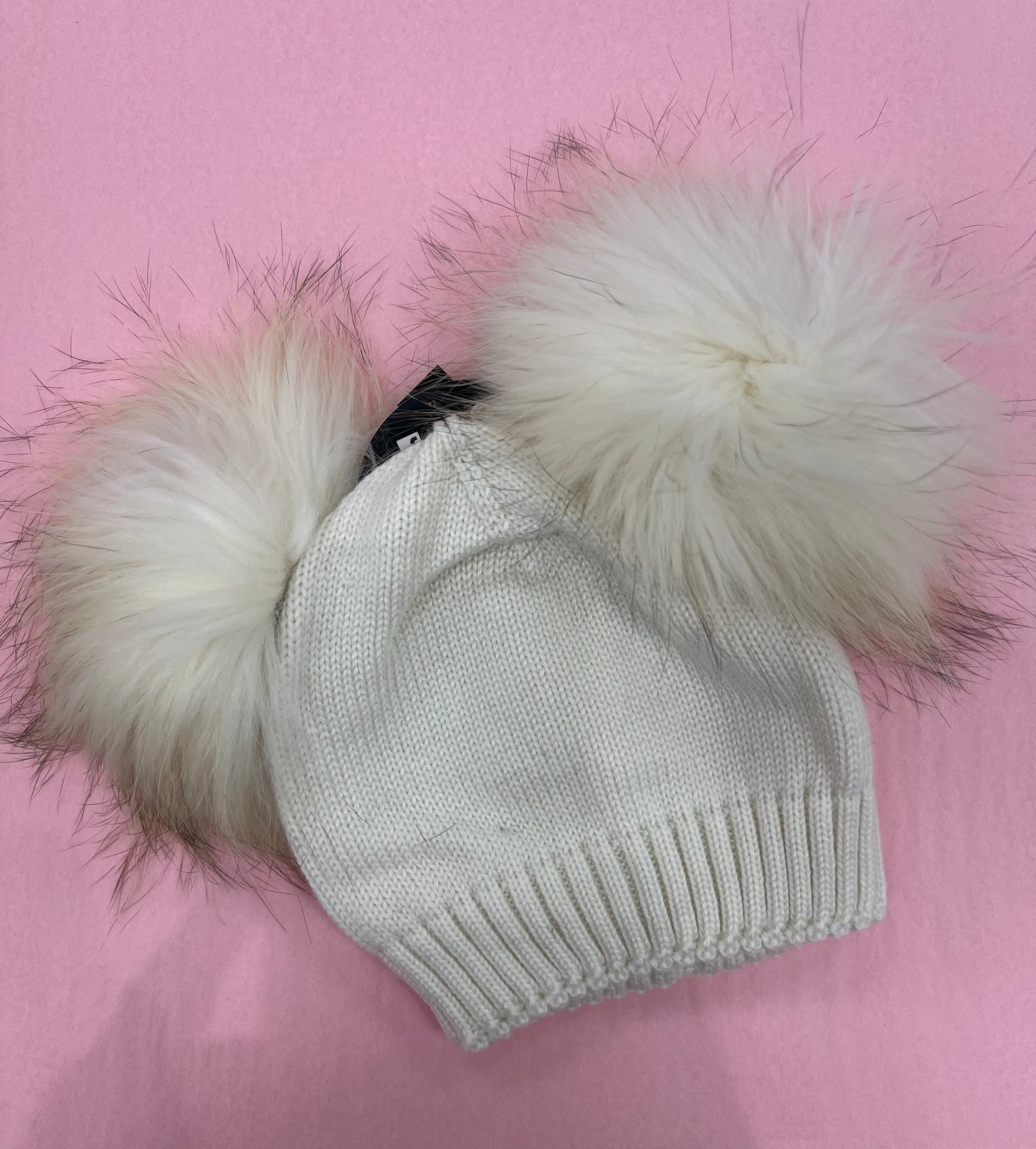 Knitted Wool Baby Hat in White - Maniere