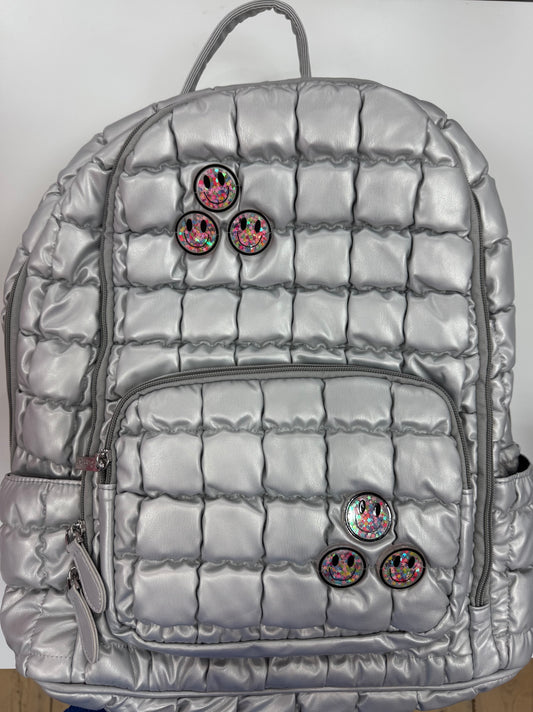 Silver Quilted Smile backpack