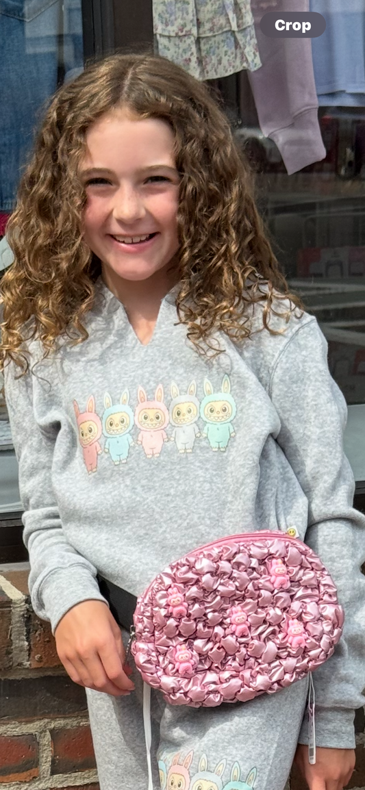 Grey Pullover Sweatshirt w/Labubu by Love Junkie