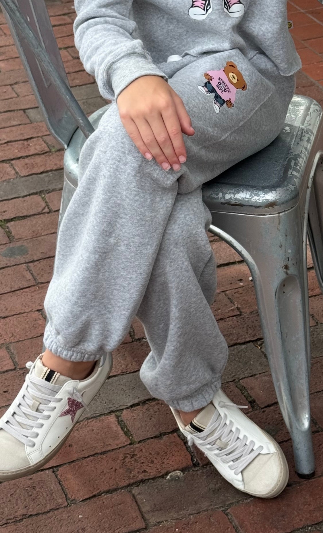 Tween Fleece Sweatpants Grey w/Teddy Bear - Love junkie
