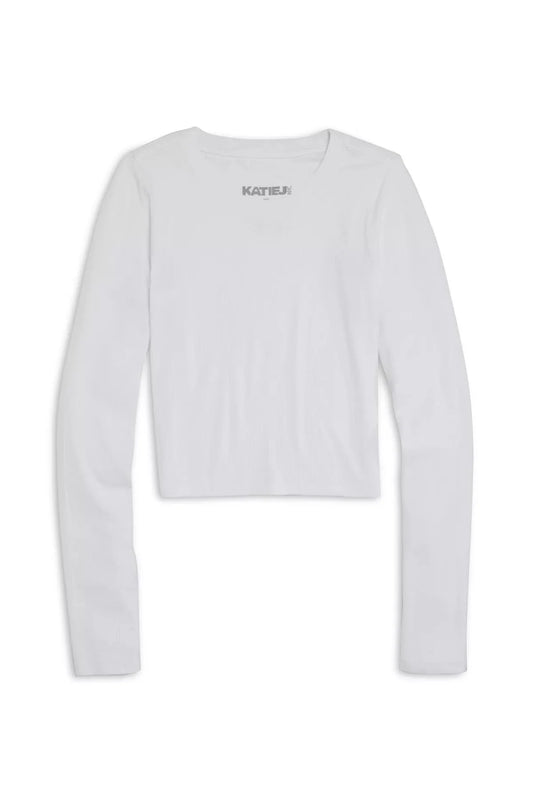 Livi Long Sleeve Tee in Vintage White - KatieJ NYC