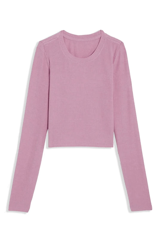 Livi Long Sleeve Tee in Dusty Mauve - KatieJ NYC