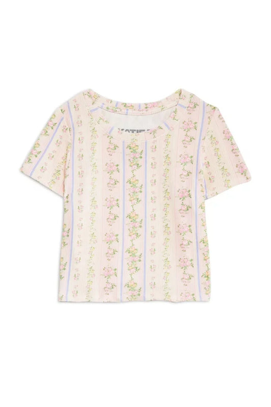 Livi Tee in Shabby Floral Strip - KatieJ NYC