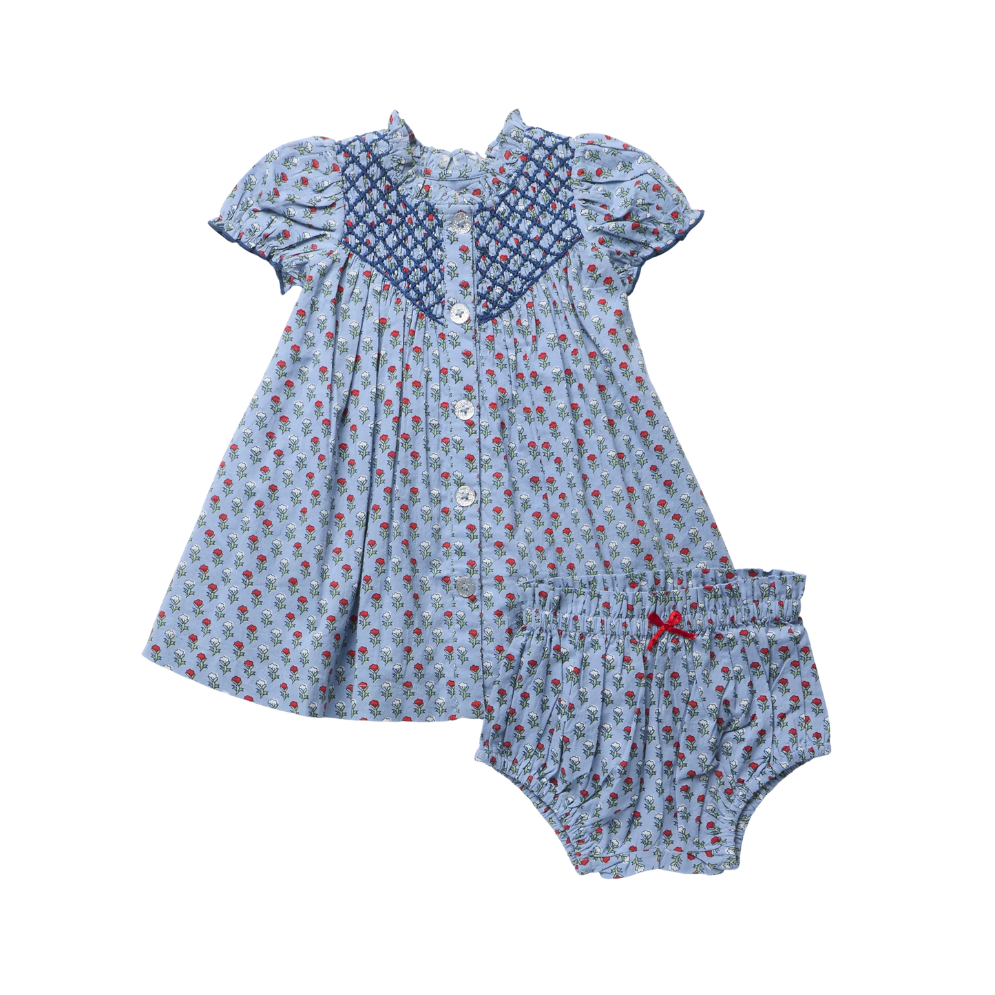 Lucia Dress set (baby)  light blue carnation - Pink Chicken