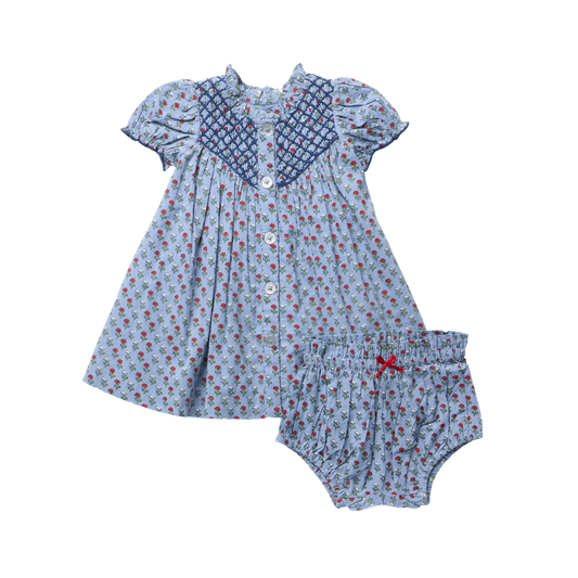Lucia Dress set (baby)  light blue carnation - Pink Chicken