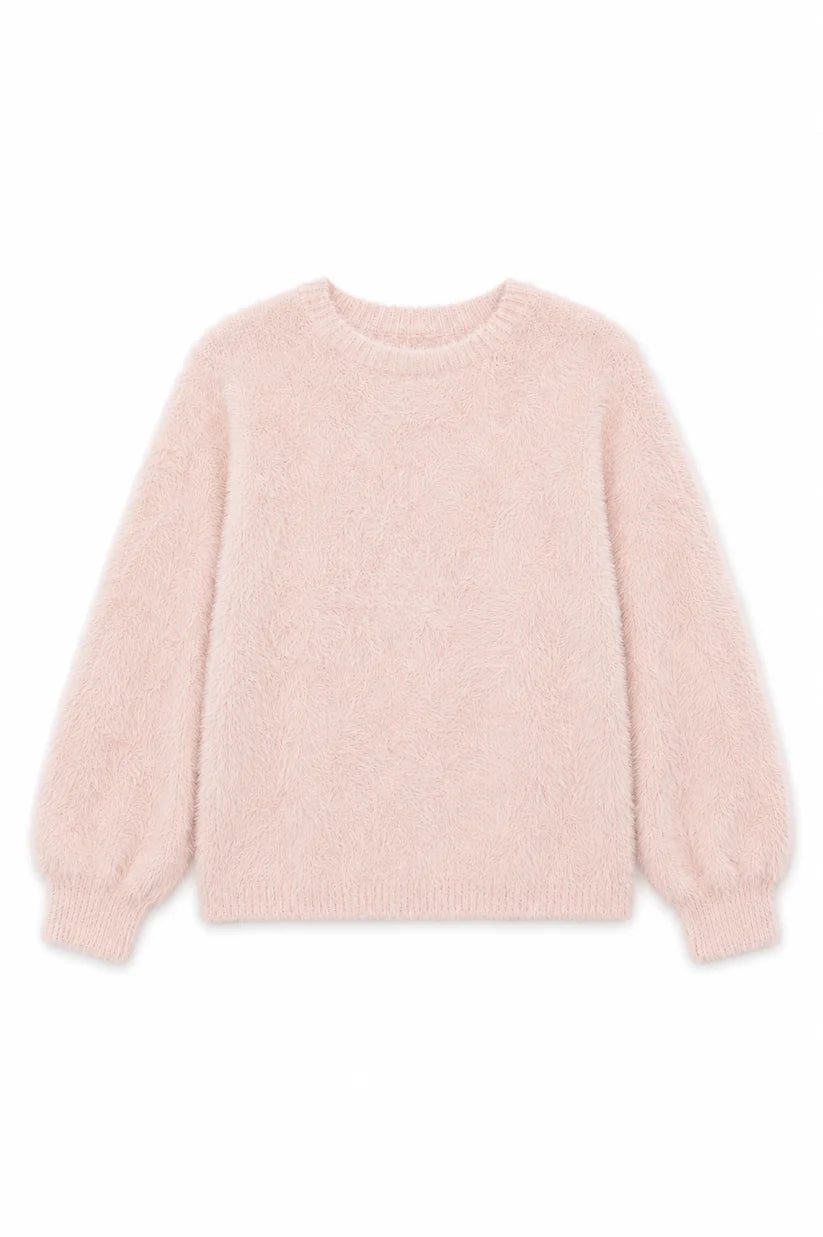 Maya Light Pink Fluffy Drop Shoulder Sweater | Theme NYC