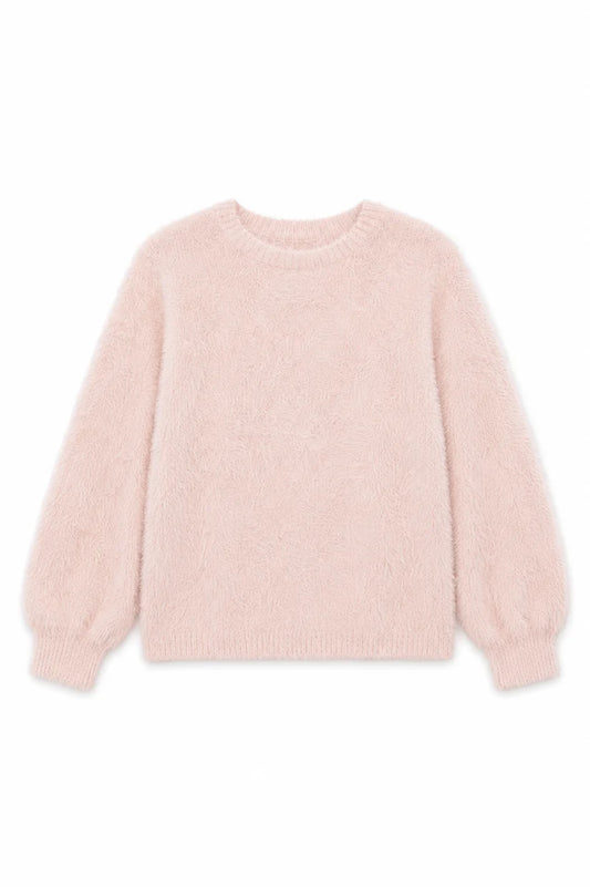 Maya Light Pink Fluffy Drop Shoulder Sweater | Theme NYC