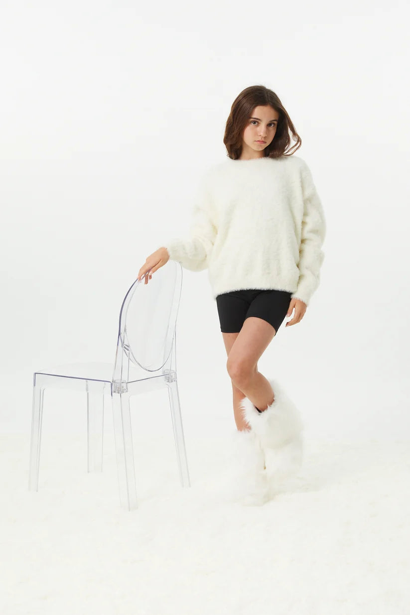 Maya Taupe Fluffy Drop Shoulder Sweater | Theme NYC