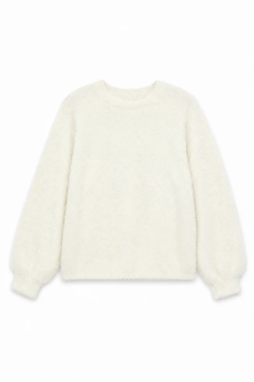 Maya Taupe Fluffy Drop Shoulder Sweater | Theme NYC