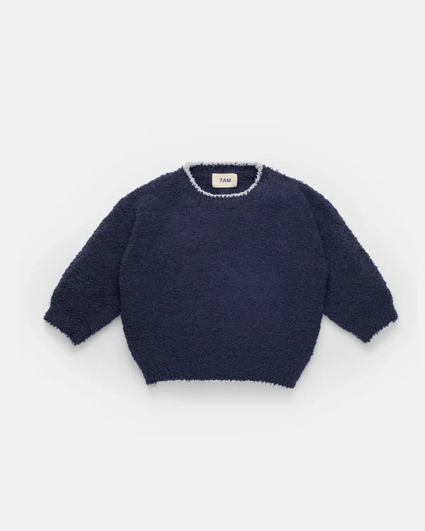 Navy Fuzzy Boxy Baby & Toddler Sweater | 7AM Enfant