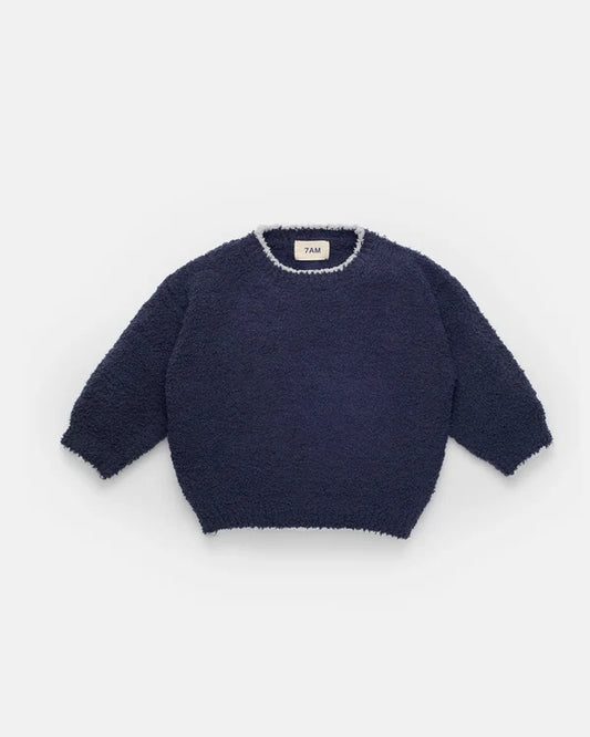 Navy Fuzzy Boxy Baby & Toddler Sweater | 7AM Enfant