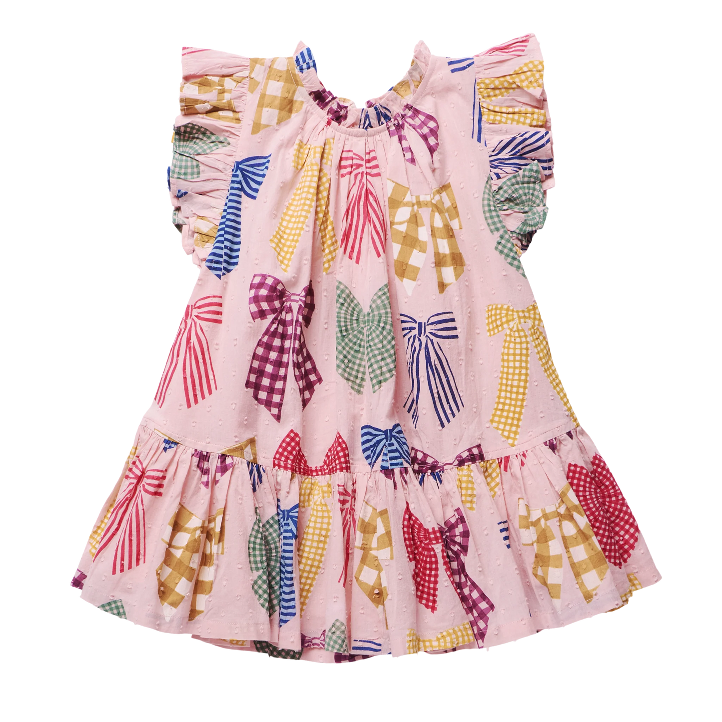 Harper Dress in patterned bows - Pink Chicken
