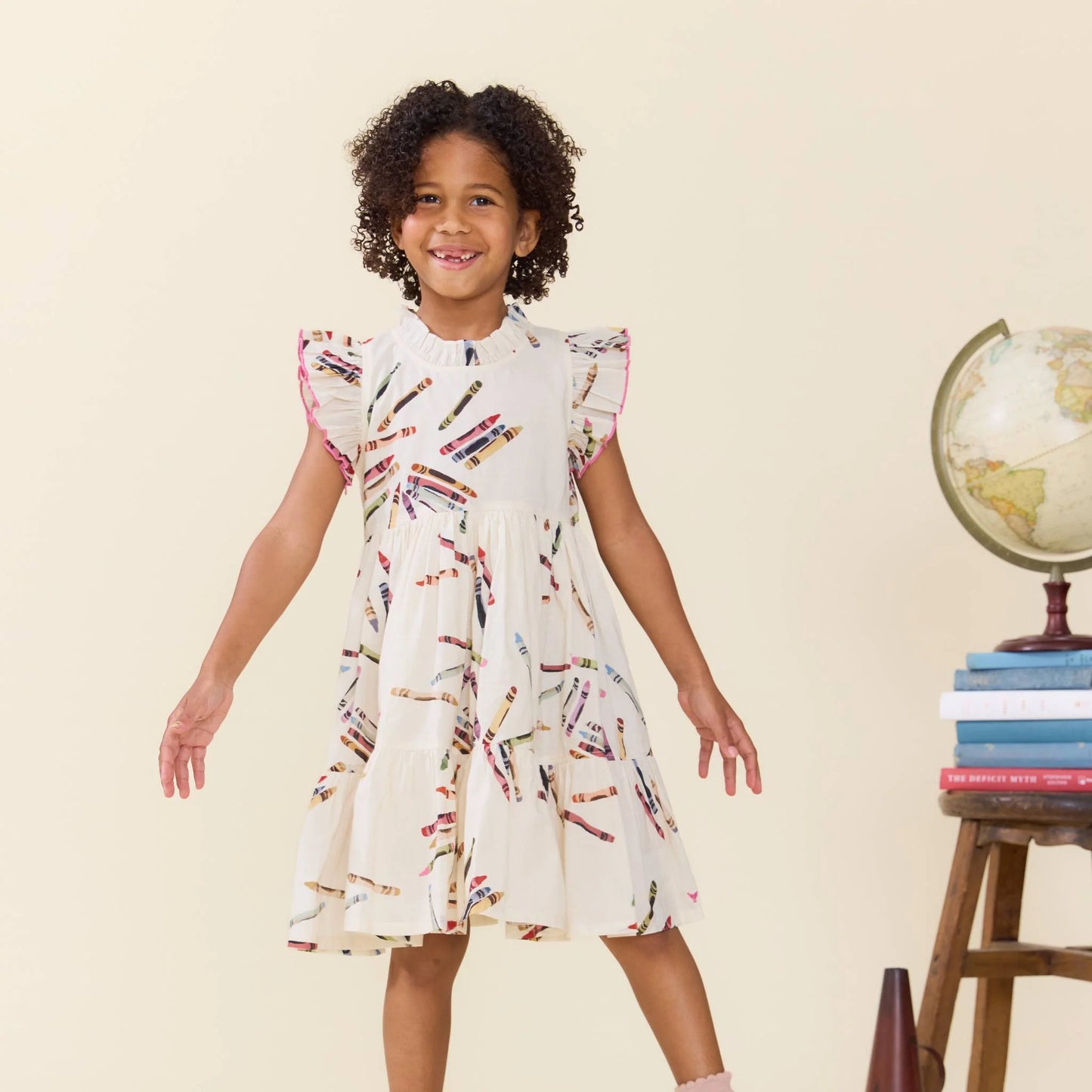 Jennifer Dress in tossed crayons - Pink Chicken