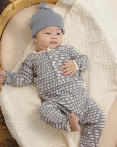 Ribbed Baby Jumpsuit in Slate Microstripe | Rylee + Cru