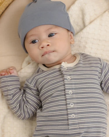 Ribbed Baby Jumpsuit in Slate Microstripe | Rylee + Cru