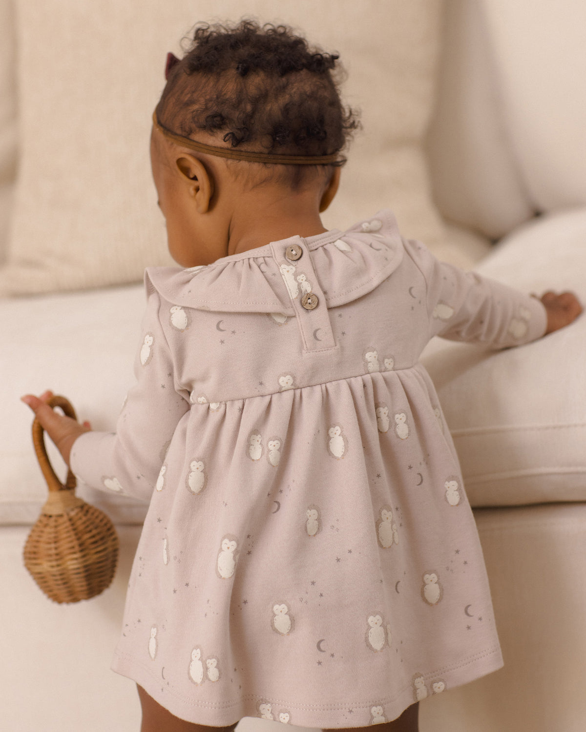 Owls Ruffle Collar Jersey Dress | Rylee + Cru