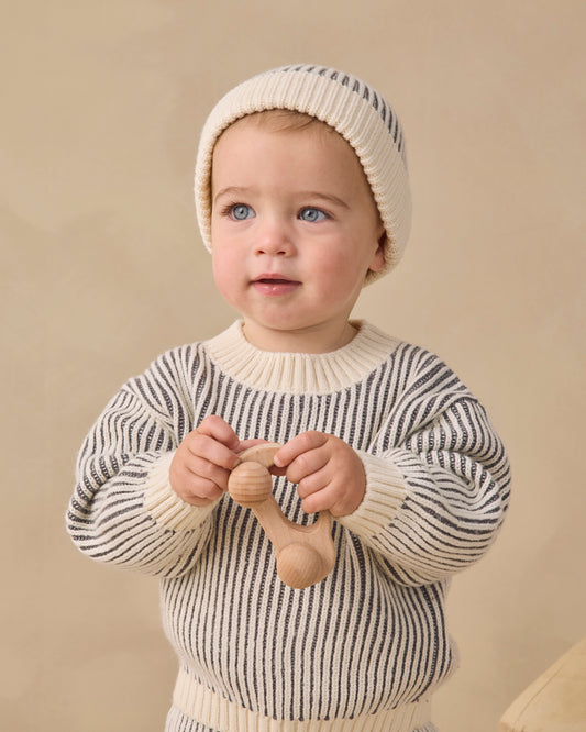 Relaxed Knit Sweater in Midnight Stripe | Rylee + Cru