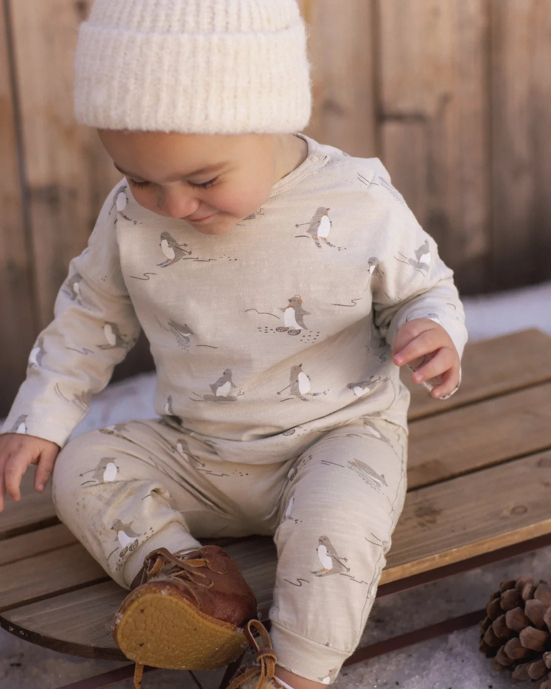 Skiing Penguins Long Sleeve Tee & Pant Set | Rylee + Cru