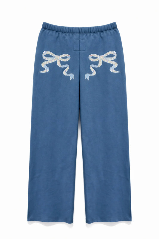 Shane Wide Leg Pant in Denim Blue/Vintage Floral - KatieJ NYC