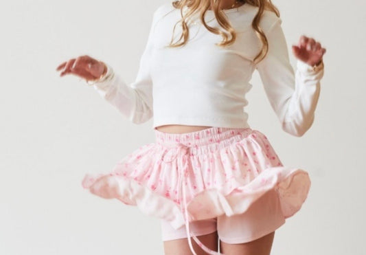 Theme NYC - Willow Vintage Romantic Rose Satin Skort