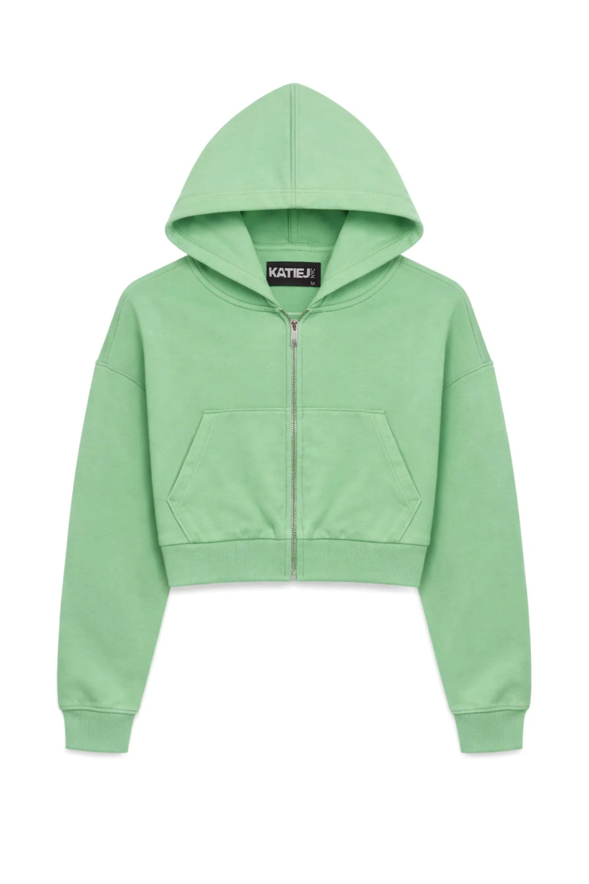 Tristan Vintage Crop Zip in Matcha Green - KatieJ NYC