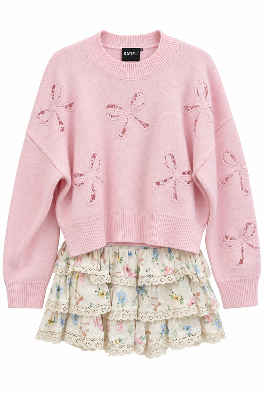 Melody Floral Tiered Skirt in Cream | KatieJ NYC