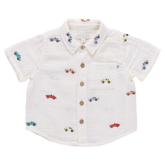Pink Chicken - Boys Jack Shirt - Vintage Cars