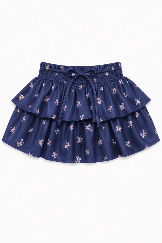 Willow Rose Bow Navy Satin Skort | Theme NYC