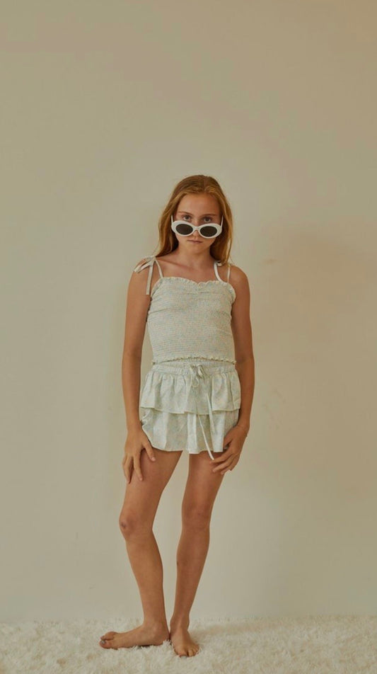 Theme NYC - Willow Garden Rose Yellow Satin Skort